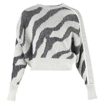 Iro Voryta Ribbed Zebra Print Sweater In Black And White Acrylic