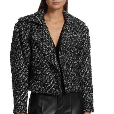 Iro Voxy Metallic Bouclé-tweed Biker Jacket In Black