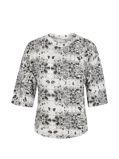 Iro Linen Geometric Pattern T-shirt In White