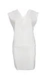 Iro White Sleeveless Dress With Leather Border In White