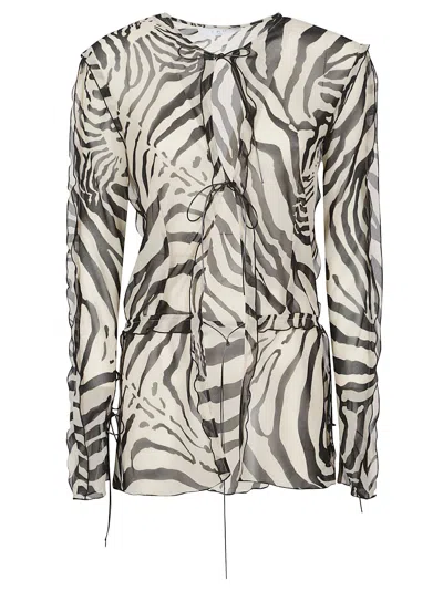 Iro White Trecy Sheer Zebra Blouse In Multi