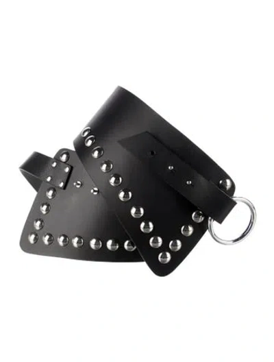 Pre-owned Iro Wide Calfskin Waist Belt In Black