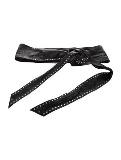 Pre-owned Iro Wide Leather Waist Belt In Black