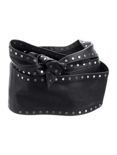 Pre-owned Iro Wide Leather Waist Belt In Black