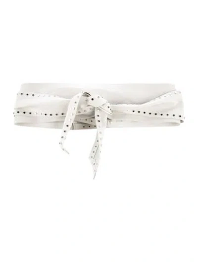 Pre-owned Iro Wide Leather Waist Belt In White