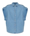Iro Wide Shoulder Denim Jacket In Blue