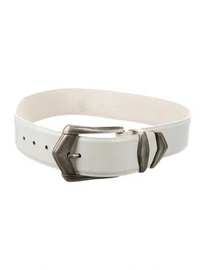 Pre-owned Iro Wide Snakeskin Waist Belt In White