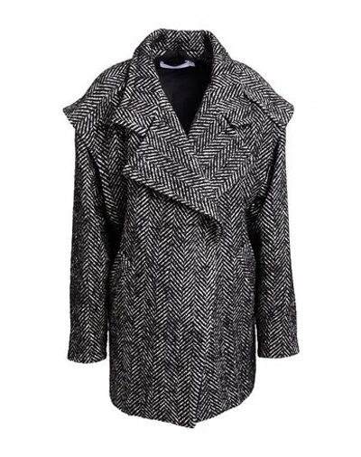 Iro Woman Coat Black Size 8 Cotton, Acrylic, Polyester, Wool