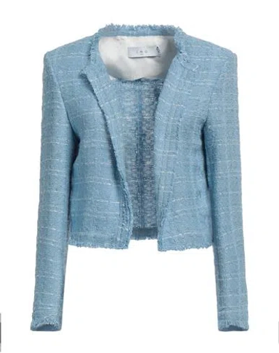 Iro Woman Jacket Light Blue Size 4 Cotton, Bamboo, Polyamide, Viscose, Linen In Blue