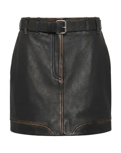Iro Woman Mini Skirt Black Size 4 Cow Leather
