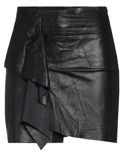 Iro Ruched Side-slit Leather Skirt In Black