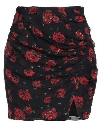 Iro Woman Mini Skirt Black Size 8 Rayon, Silk, Metallic Fiber In Red