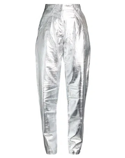 Iro Woman Pants Silver Size 8 Lambskin In Metallic