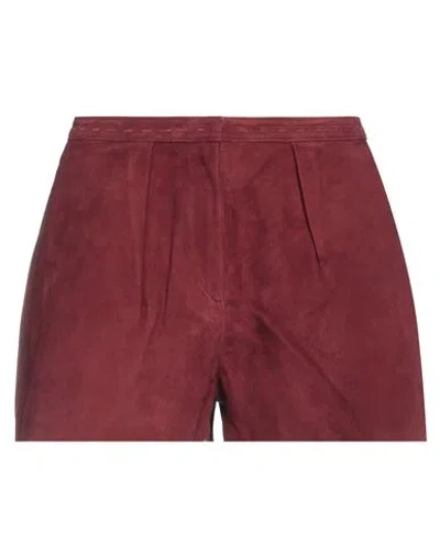 Iro Woman Shorts & Bermuda Shorts Burgundy Size 6 Lambskin In Red