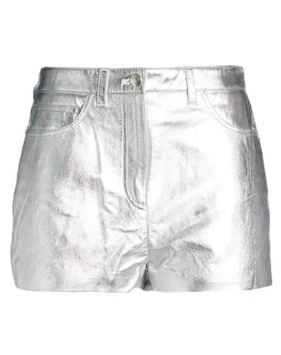 Iro Woman Shorts & Bermuda Shorts Silver Size 4 Lambskin In Metallic