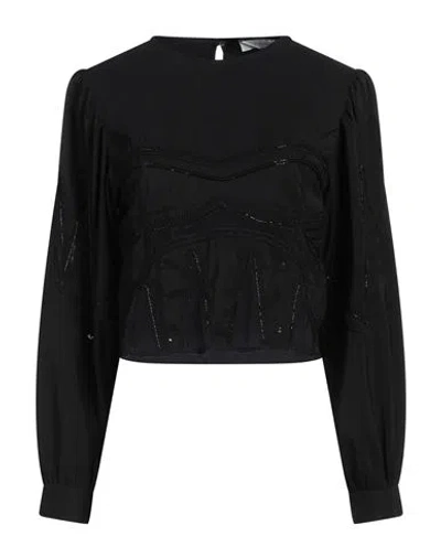 Iro Decorative-stitching Cropped Blouse In Black