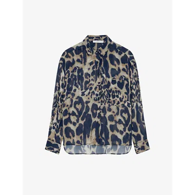Iro Womens Bei05 Jatkin Leopard-print Woven Shirt