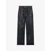 Iro Womens Bla01 Cabir Straight-leg High-rise Patent-leather Trousers In Bla01