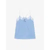 Iro Womens Blu01 Berwyn Lace-trim Silk Camisole Top In Blue