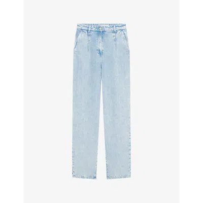 Iro Womens Blu56 Elide Faded-wash Tapered-leg High-rise Jeans