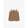 Iro Womens Blu93 Berwyn Lace-trim Silk Camisole Top