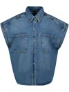 Iro Denim Cotton Overshirt Cap Sleeves In Blue
