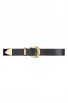 Iro Women's Copp Leather Belt In Black And Gold In Black
