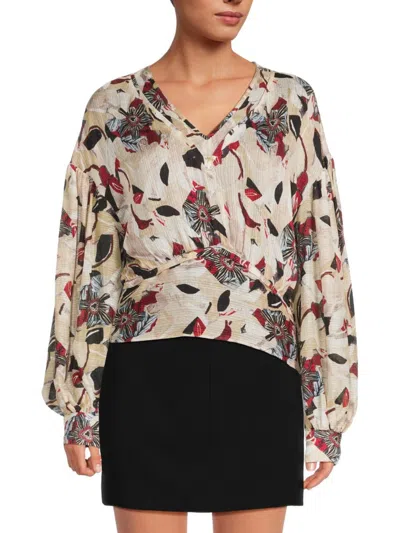 Iro Dunna Printed Top In Beige Multico