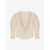 Iro Womens Ecr28 Clarone Puff-sleeve Linen-blend Top In Ecr28