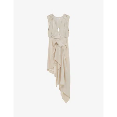 Iro Womens Ecr28 Cloven Asymmetric Lamé Linen-blend Dress