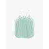 Iro Womens Gre53 Berwyn Lace-trim Silk-crepe Camisole Top In Gre53