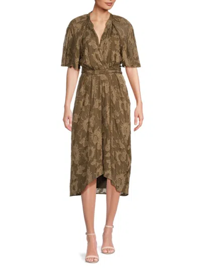 Iro Women's Kallie Asymmetric Surplice Midi Dress In Olive