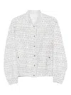 Iro Noemy Tweed Texture Cotton Jacket With Welt Pockets In Silver