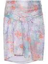Iro Abstract Pattern Silk Mini Skirt In Blue