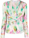 Iro Abstract-print Long-sleeve Mini Dress In Green