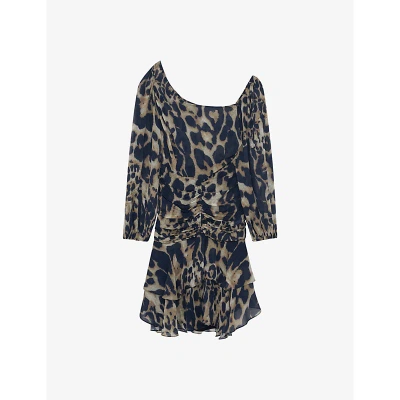 Iro Womens Bei05 Judithe Leopard-print Woven Mini Dress
