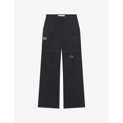 Iro Womens Bla01 Abeline Patch-pocket High-rise Organic-cotton Trousers
