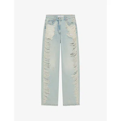 Iro Womens Sirce Destressed Wide-leg Denim Jeans Blv06