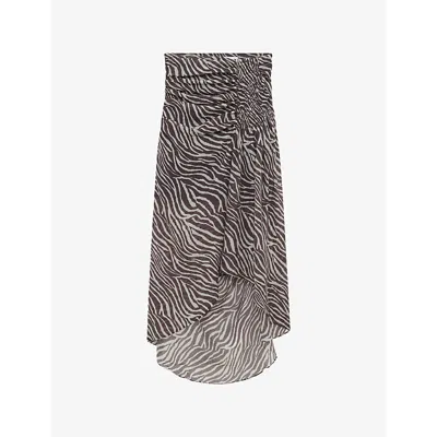 Iro Womens Fenny Zebra-print Woven Midi Skirt Bro21