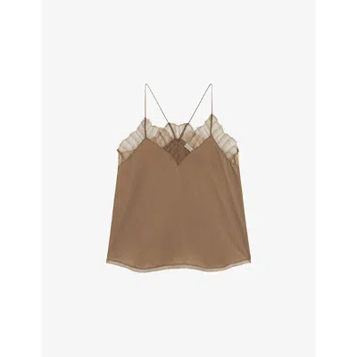 Iro Womens Berwyn Lace-trim Silk Camisole Top Bro39