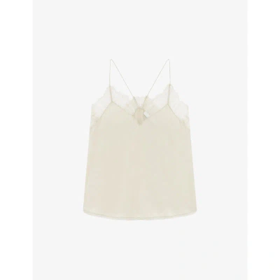 Iro Womens Ecr33 Berwyn Lace-trim Silk Camisole Top In Ecr33
