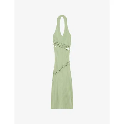 Iro Womens  Kellia Halterneck Knitted Maxi Dress In Gray