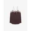 Iro Womens  Berwyn Lace-trim Silk-crepe Camisole Top In Bro33