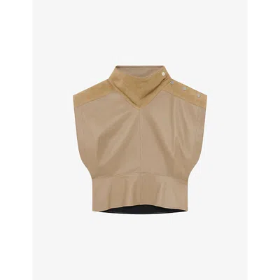 Iro Womens  Destiny Sleeveless Leather Top In Bei32