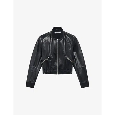 IRO WOMENS BLA01 DONOVAN GLOSSY-LEATHER BOMBER JACKET
