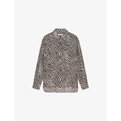 IRO WOMENS BRO21 FARRI ZEBRA-PRINT CREPE SHIRT