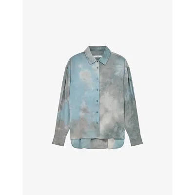 Iro Womens Karila Tie-dye Cotton-blend Shirt Blu01