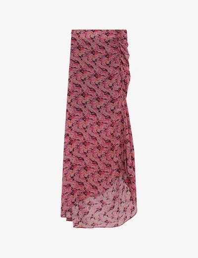 Iro Womens Mul03 Neptune Floral-print High-rise Silk-blend Midi Skirt