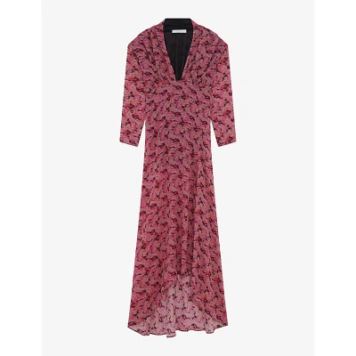 Iro Womens Mul03 Nollie Floral-print V-neck Silk-blend Midi Dress