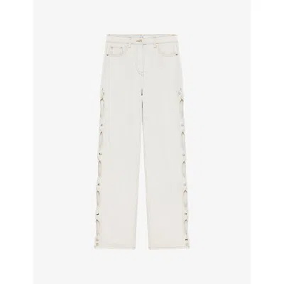 Iro Womens Joce Cut-out Straight-leg High-rise Denim Jeans Whi49